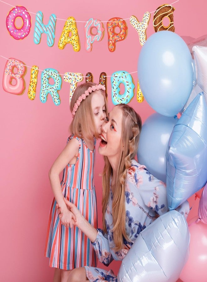 كيه اتش سي-كيه اتش اف لافتة عيد ميلاد على شكل دونات، لافتة عيد ميلاد سعيد لحفلة دونات، لوازم حفلات، لافتة زينة، خلفية تصوير، زينة صيفية للنساء والرجال والفتيات والفتيان - Image 2